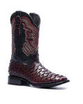 JP Western Boots Cherry Python textura embossed