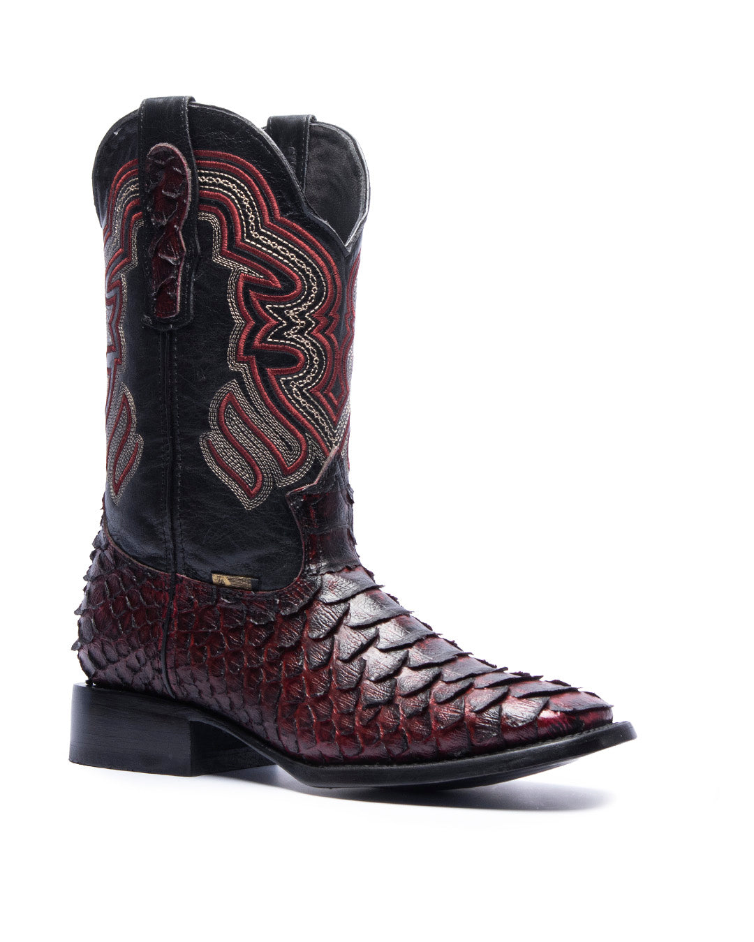 JP Western Boots Cherry Python textura embossed