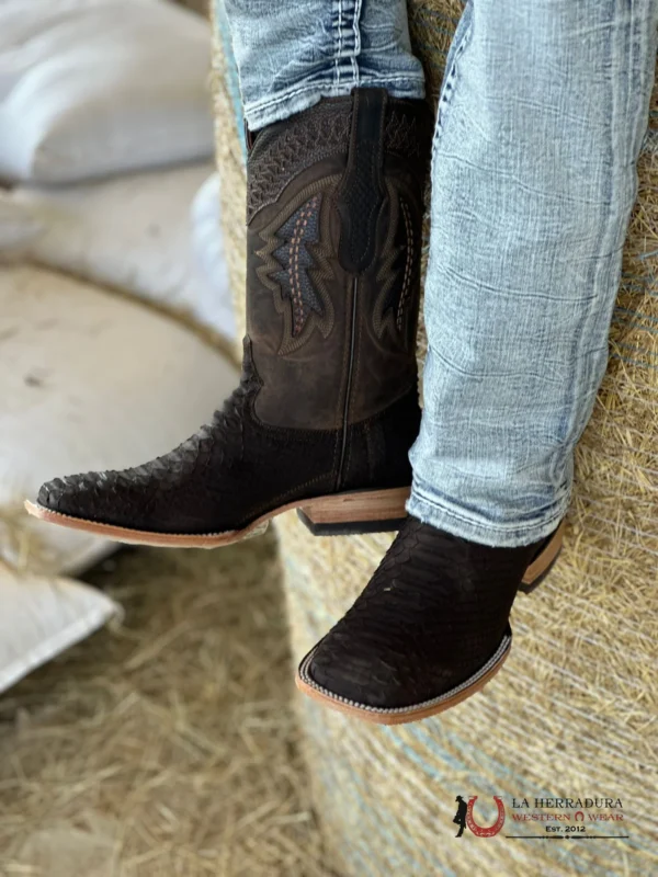 HOMETOWN DOUBLE KICKER WESTERN BOTA CAFÉ PUNTA CUADRADA - Imagen 2